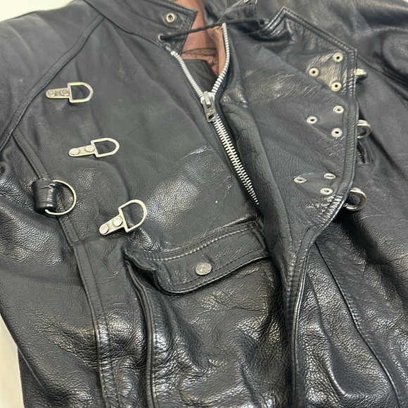 CHARGE VINTAGE AVIATOR BLACK LEATHER JACKET SIZE M - Picture 3 of 13